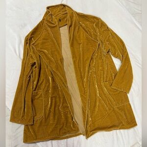 Velvet Mustard Open Front Cardigan Robe